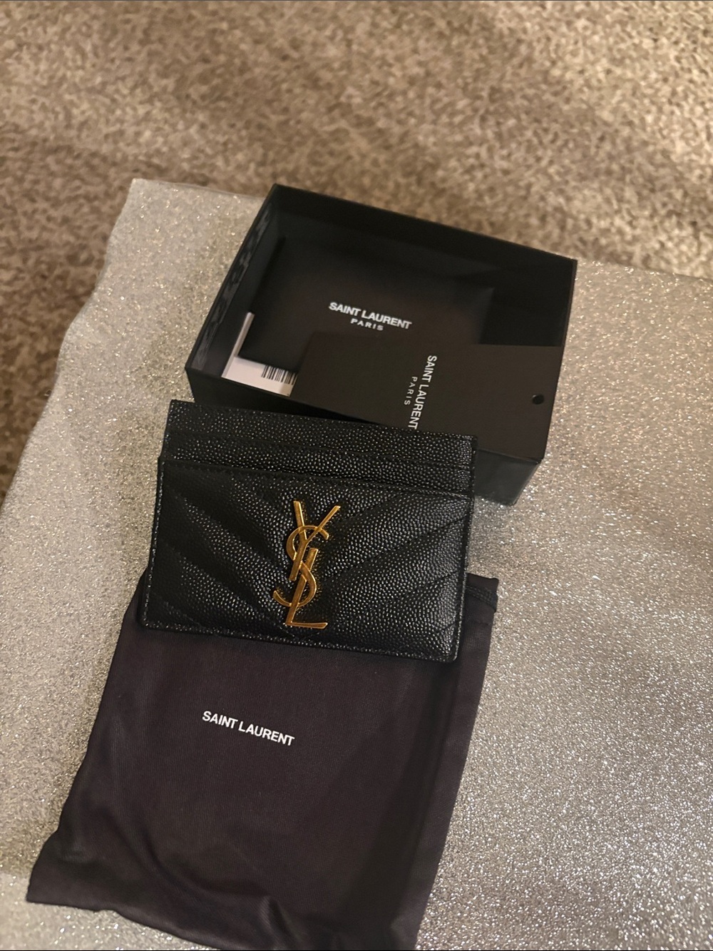 YSL NWT CAVIAR LEATHER CARD HOLDER